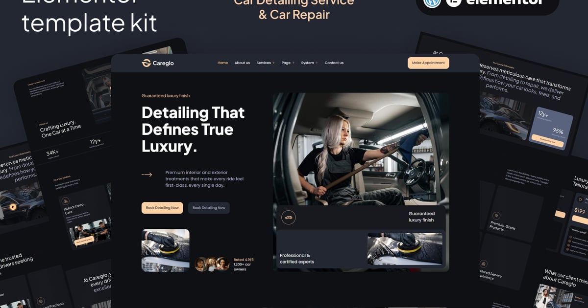 Careglo - Car Detailing Service & Car Repair Elementor Template Kit