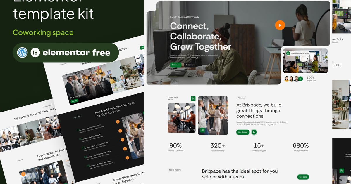 Brixspace - Coworking Space Elementor Template Kit