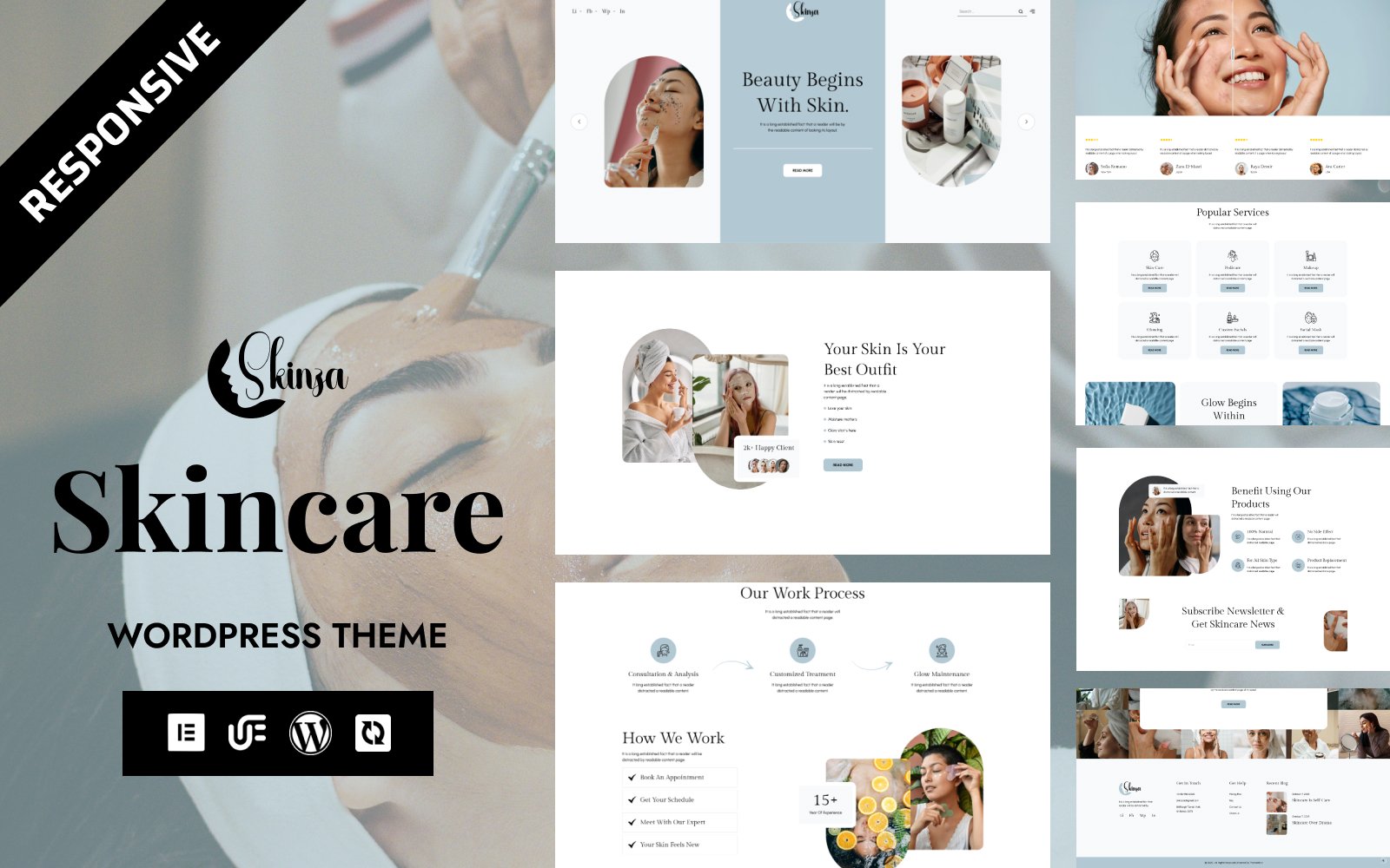 Skinza - Skincare, Cosmetics, Massage, Beauty & Wellness WordPress Elementor Theme WordPress Theme