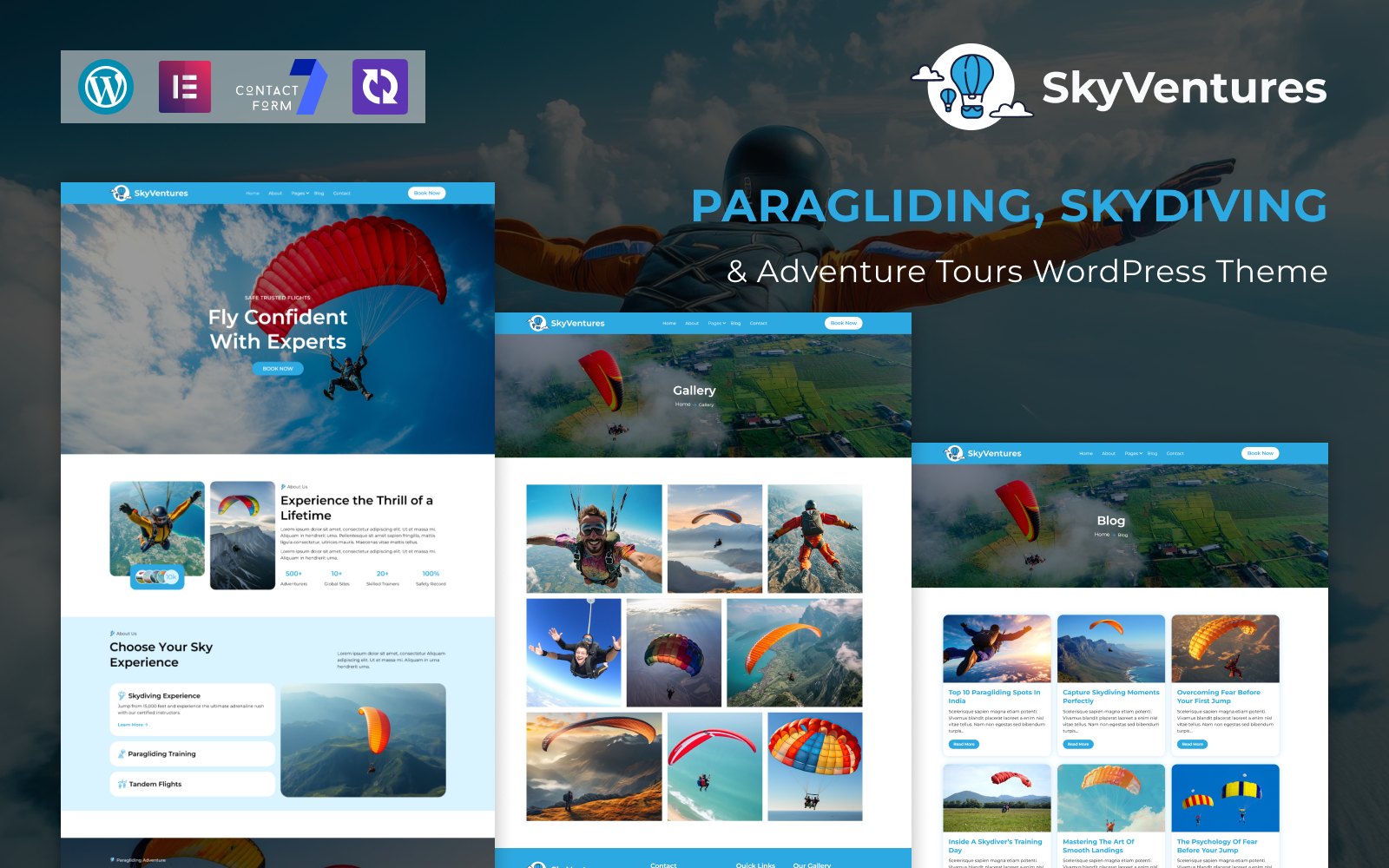 SkyVentures – Paragliding, Skydiving & Adventure Tours WordPress Theme
