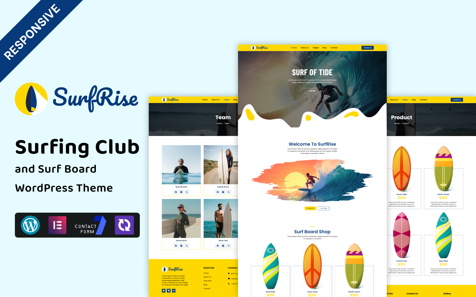 SurfRise - Surfing Club and Surf Board WordPress Elementor Theme WordPress Theme