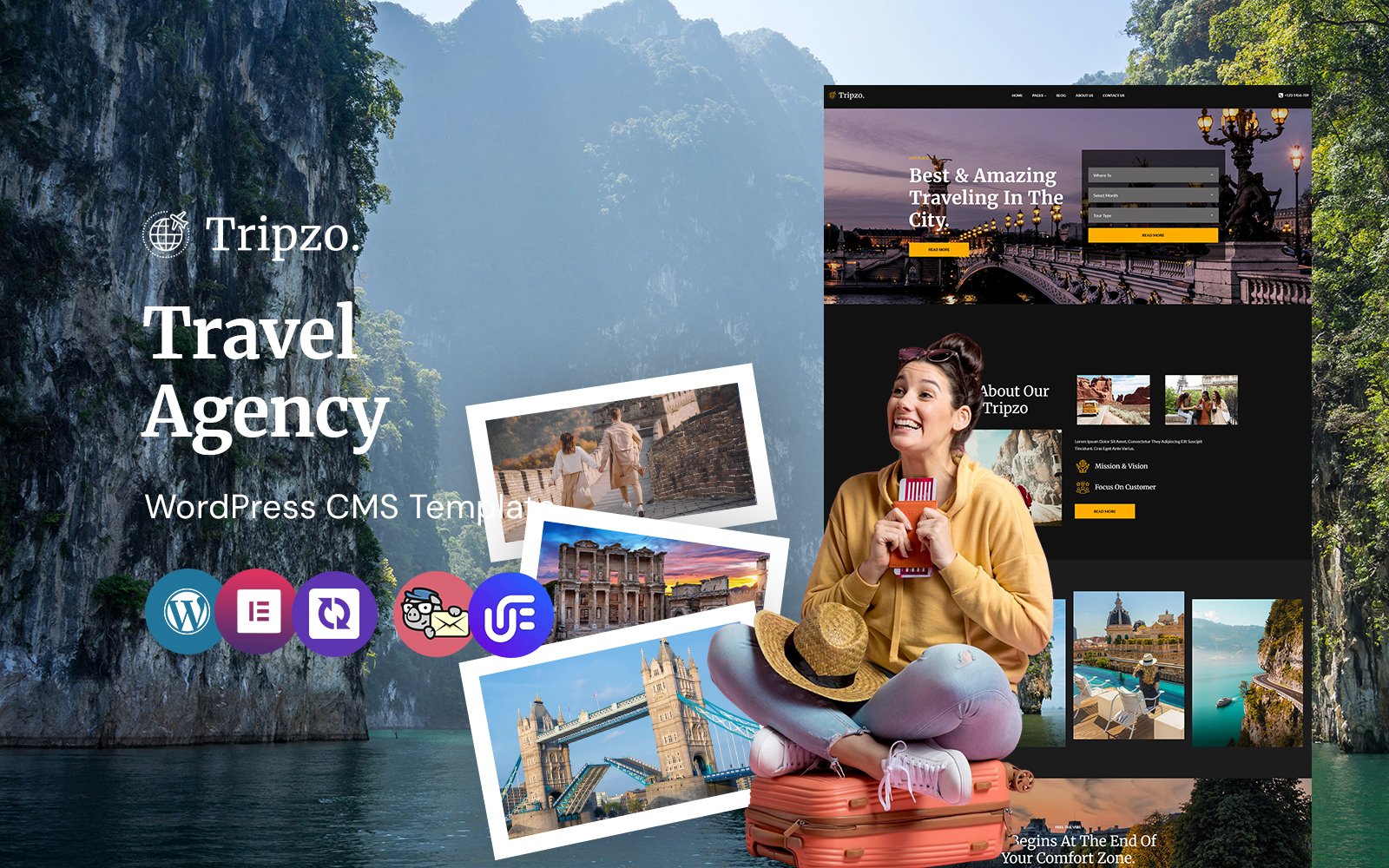 Tripzo - Travel Agency WordPress CMS Elementor Template WordPress Theme