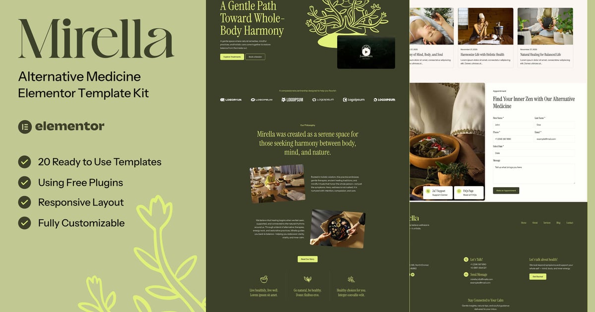 Mirella - Alternative Medicine Elementor Template Kit
