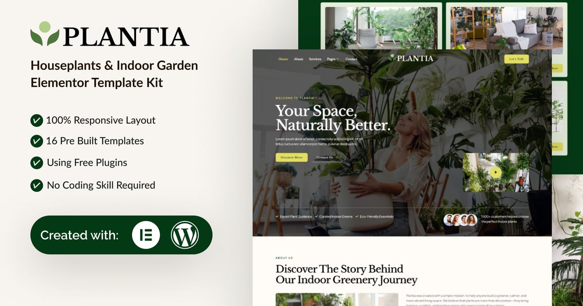 Plantia - Houseplants & Indoor Garden Elementor Template Kit
