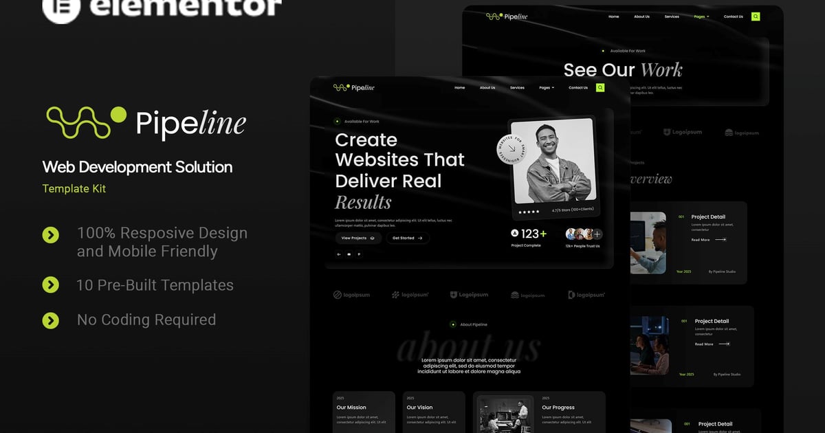 Pipeline - Web Development Solution Elementor Template Kit