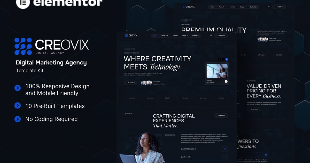 Creovix - Digital Marketing Agency Elementor Template Kit