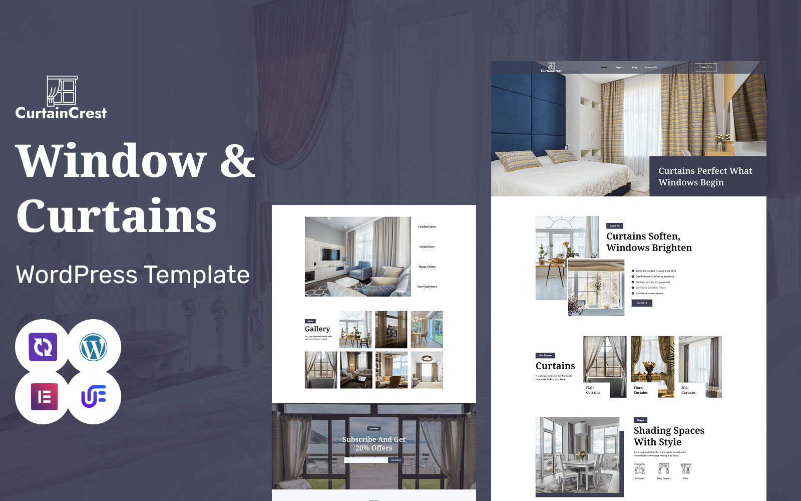 Curtain Crest - Windows, Curtains, Textile & Interior Design WordPress Elementor Theme